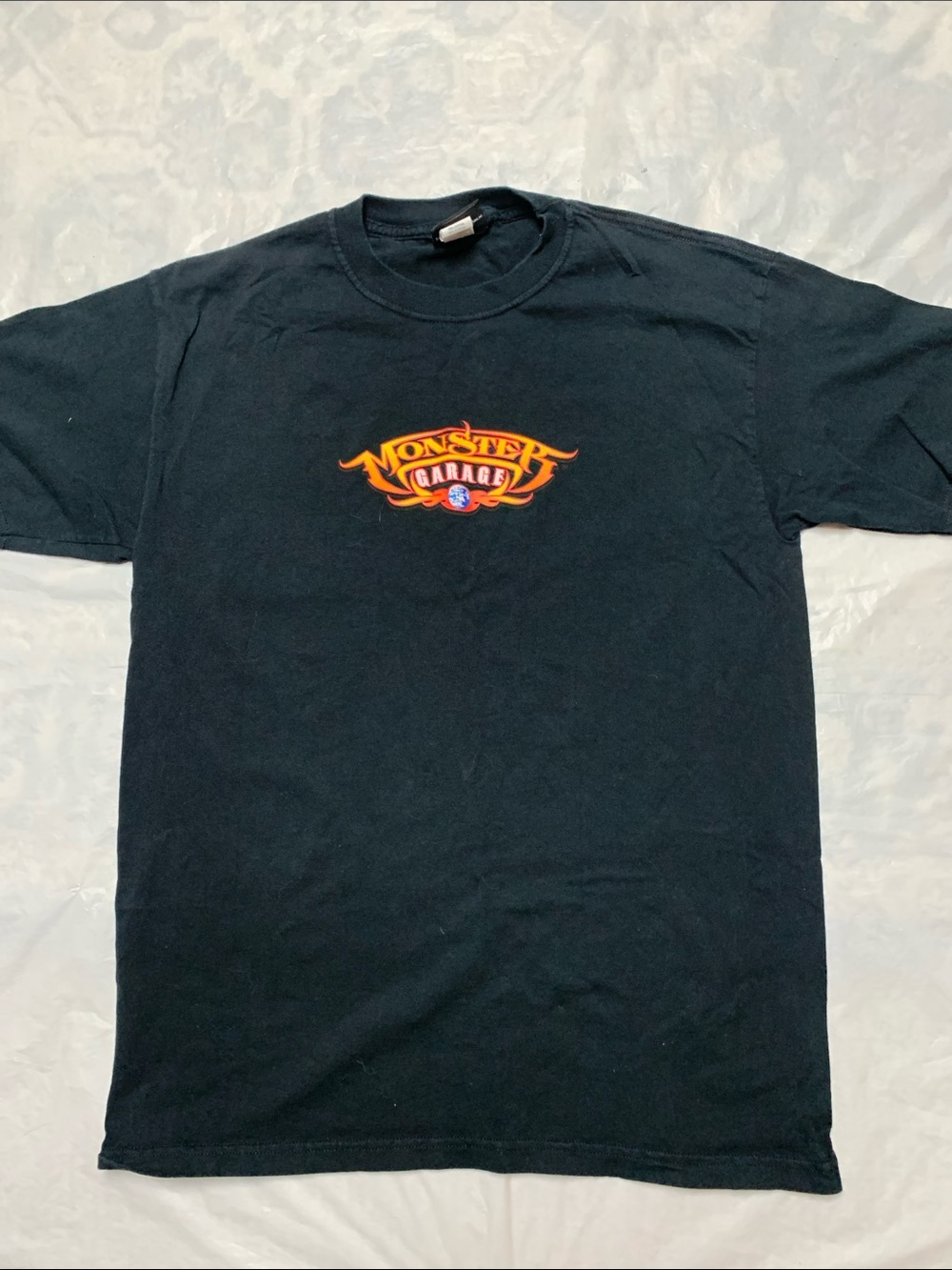 Monster Garage Vintage Y2K Logo T Shirt Black Jesse James Biker Sz Lg